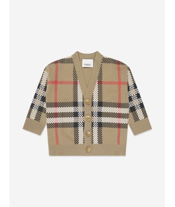 Burberry Baby Boys Johnny Cardigan in Archive Beige Check Les magasins à Paris