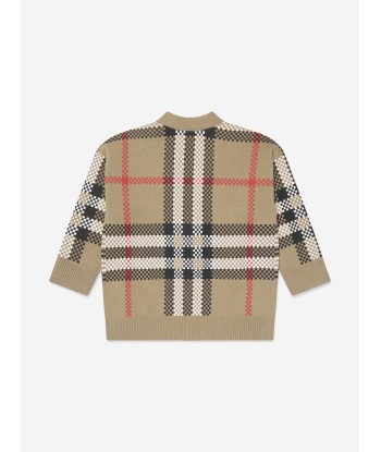 Burberry Baby Boys Johnny Cardigan in Archive Beige Check Les magasins à Paris