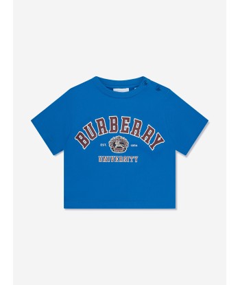 Burberry Baby Boys Mini Cedar College T-Shirt in Blue en linge