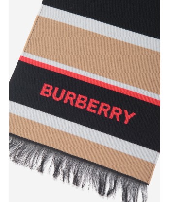 Burberry Kids Icon Rugby Stripe Scarf in Beige Faites des économies