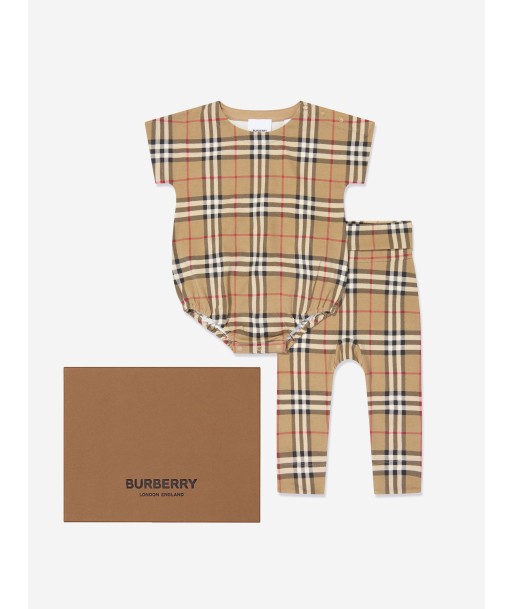 Burberry Baby Bodysuit Set in Archive Beige Check Paris Déstockage Promo