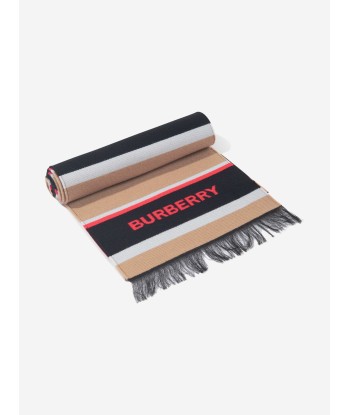 Burberry Kids Icon Rugby Stripe Scarf in Beige Faites des économies