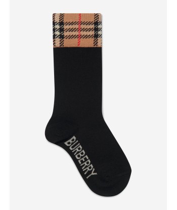 Burberry Kids Check Cuff Socks Set in Black Faites des économies