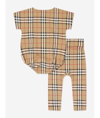 Burberry Baby Bodysuit Set in Archive Beige Check Paris Déstockage Promo