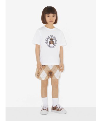 Burberry Girls Cedar Crest Bear T-Shirt in White paiement sécurisé