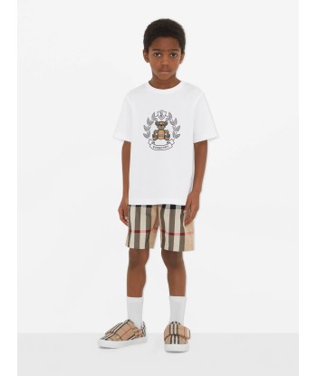 Burberry Girls Cedar Crest Bear T-Shirt in White paiement sécurisé