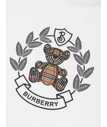 Burberry Girls Cedar Crest Bear T-Shirt in White paiement sécurisé