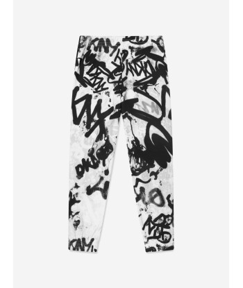 DKNY Boys Graffiti Print Joggers in White Les êtres humains sont 