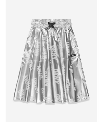 DKNY Girls Logo Midi Skirt in Silver une grave pollution 