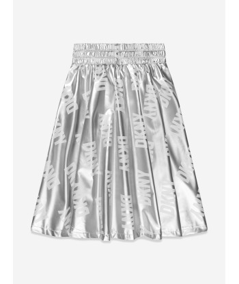 DKNY Girls Logo Midi Skirt in Silver une grave pollution 