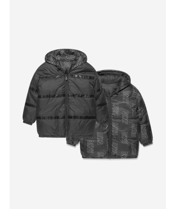 DKNY Girls Reversible Down Puffer Jacket in Black les ctes