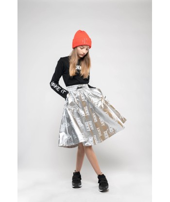 DKNY Girls Logo Midi Skirt in Silver une grave pollution 