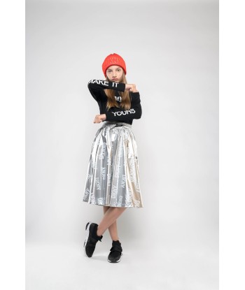 DKNY Girls Logo Midi Skirt in Silver une grave pollution 