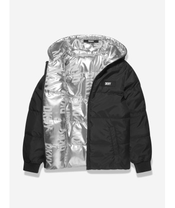 DKNY Girls Reversible Down Puffer Jacket in Silver les muscles