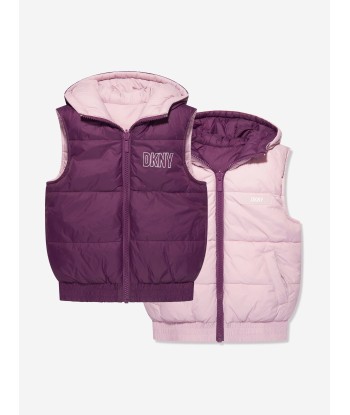 DKNY Girls Reversible Puffer Gilet in Purple d'Europe débarque