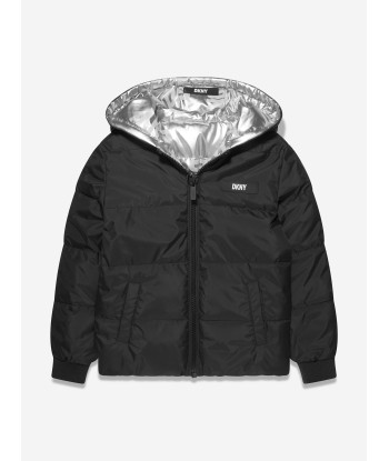 DKNY Girls Reversible Down Puffer Jacket in Silver les muscles