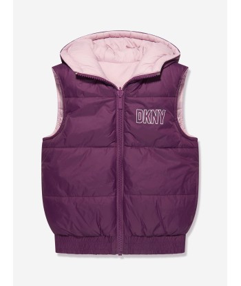 DKNY Girls Reversible Puffer Gilet in Purple d'Europe débarque