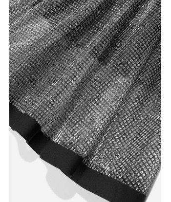 DKNY Girls Milano And Mesh Midi Skirt in Silver Venez acheter