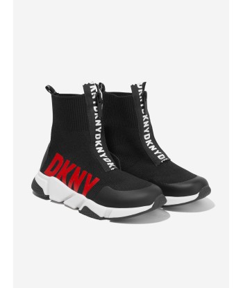 DKNY Kids Logo Sock Trainers in Black le des métaux précieux