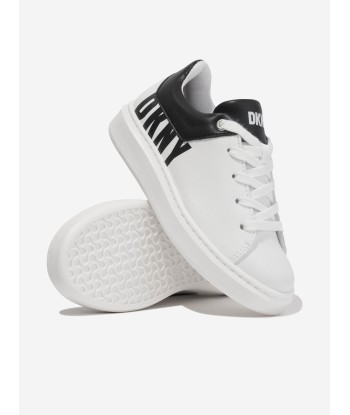 DKNY Kids Leather Logo Trainers in White Amélioration de cerveau avec