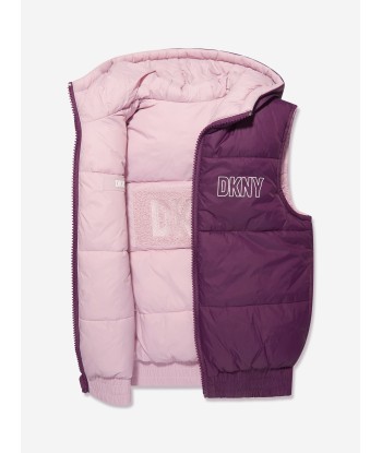 DKNY Girls Reversible Puffer Gilet in Purple d'Europe débarque