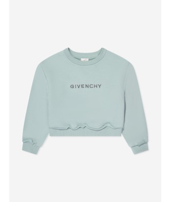 Givenchy Girls Embroidered Logo Sweatshirt in Blue de pas cher