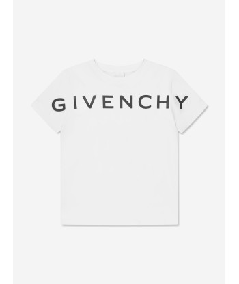 Givenchy Boys Logo Print T-Shirt in White destockage