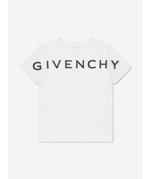 Givenchy Boys Logo Print T-Shirt in White destockage