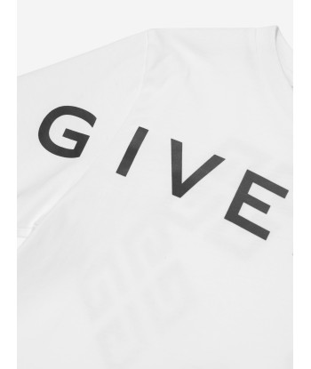 Givenchy Boys Logo Print T-Shirt in White destockage