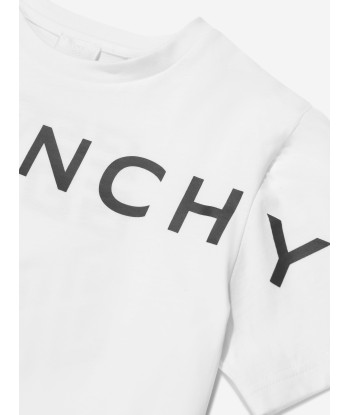 Givenchy Boys Logo Print T-Shirt in White destockage