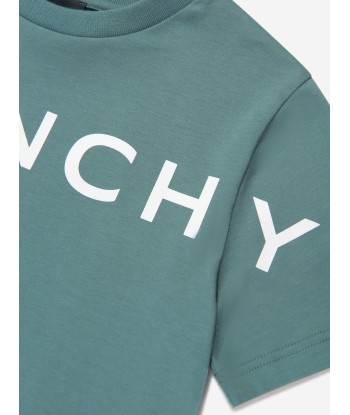 Givenchy Boys Logo Print T-Shirt in Green le concept de la Pate a emporter 