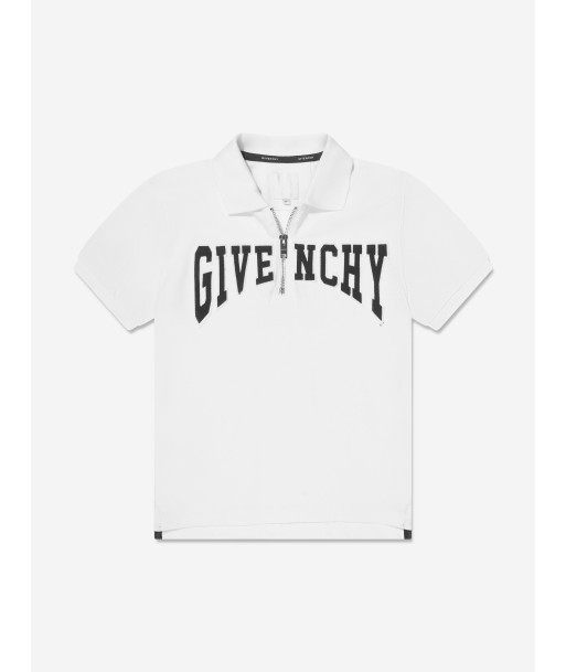 Givenchy Boys Half Zip Polo Shirt in White en stock