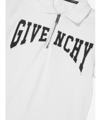 Givenchy Boys Half Zip Polo Shirt in White en stock