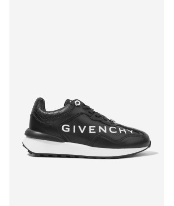 Givenchy Boys Leather Logo Trainers in Black 2024