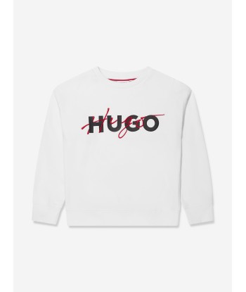 Hugo Boys Logo Sweatshirt in White vous aussi creer 