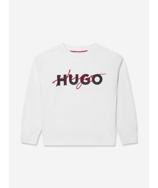 Hugo Boys Logo Sweatshirt in White vous aussi creer 