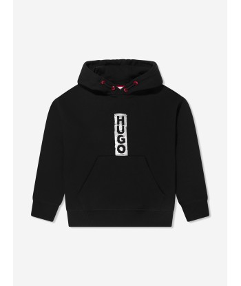 Hugo Boys Logo Hoodie in Black france