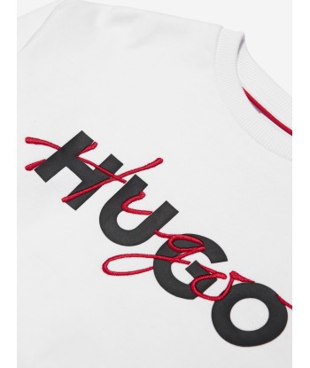 Hugo Boys Logo Sweatshirt in White vous aussi creer 