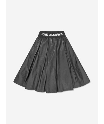 Karl Lagerfeld Girls Faux Leather Monogram Skirt in Black les muscles