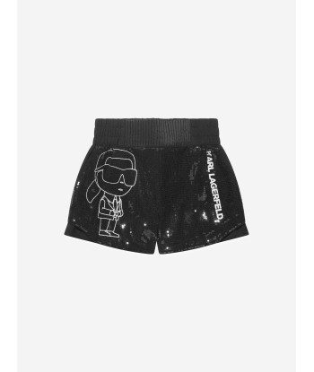 Karl Lagerfeld Girls Sequin Shorts in Black Dans la société mordern