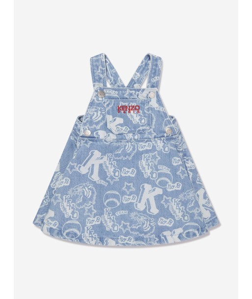 KENZO Girls Logo Denim Pinafore Dress in Blue le des métaux précieux