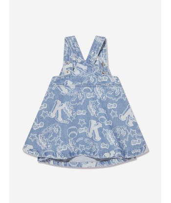 KENZO Girls Logo Denim Pinafore Dress in Blue le des métaux précieux