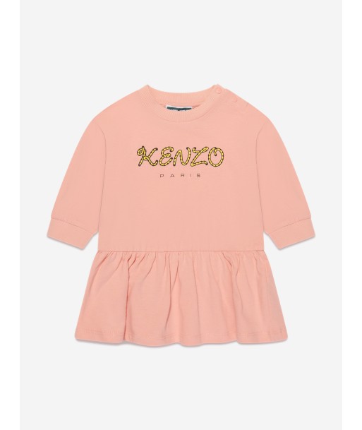 KENZO Baby Girls Logo Jersey Dress in Pink Faites des économies