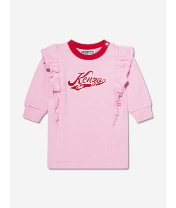 KENZO Baby Girls Frilly Sweater Dress in Pink pas cher