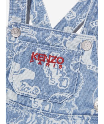 KENZO Girls Logo Denim Pinafore Dress in Blue le des métaux précieux