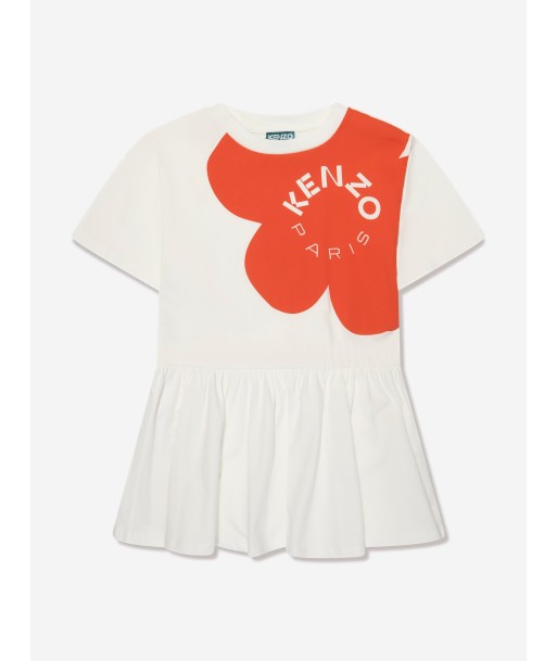 KENZO Girls Boke Flower Jersey Dress in Ivory soldes