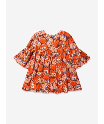 KENZO Girls Boke Flower Dress in Orange shop