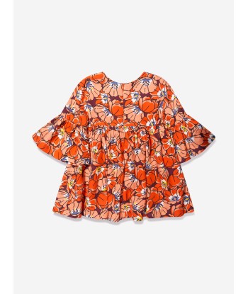 KENZO Girls Boke Flower Dress in Orange shop