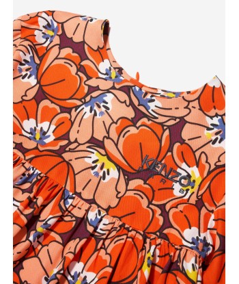 KENZO Girls Boke Flower Dress in Orange shop