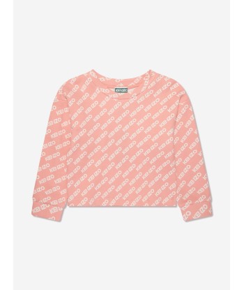 KENZO Girls Logo Sweatshirt in Pink destockage